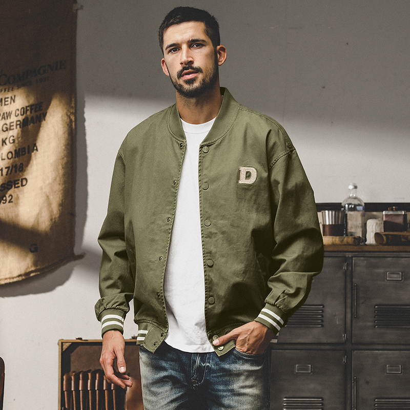 杰雷諾美式復古飛行員夾克外套男秋季新款潮牌寬鬆休閒工裝棒球服