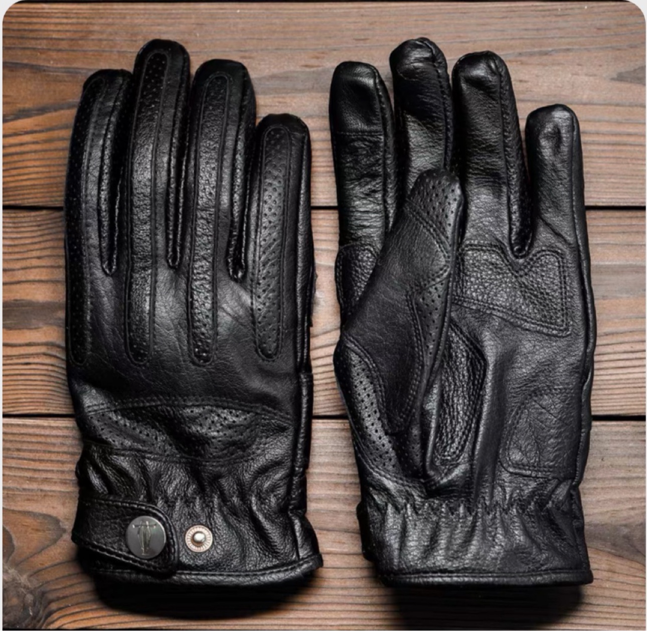 復古加絨手套機車騎行秋冬季摩托車牛皮真皮保暖