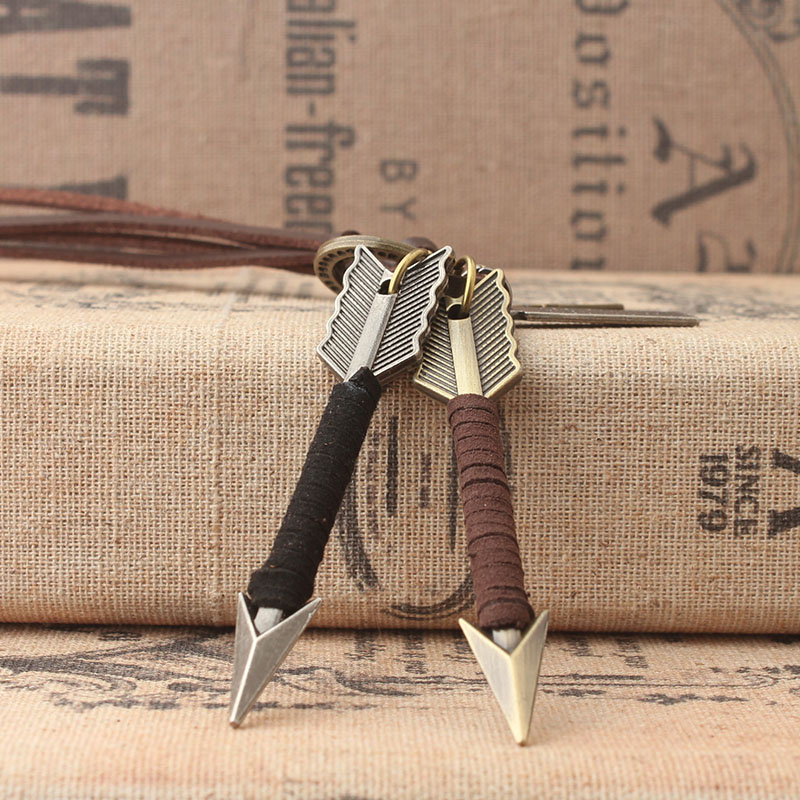 復古個性項鍊民族藏風箭頭吊墜潮皮繩項鍊配飾百搭