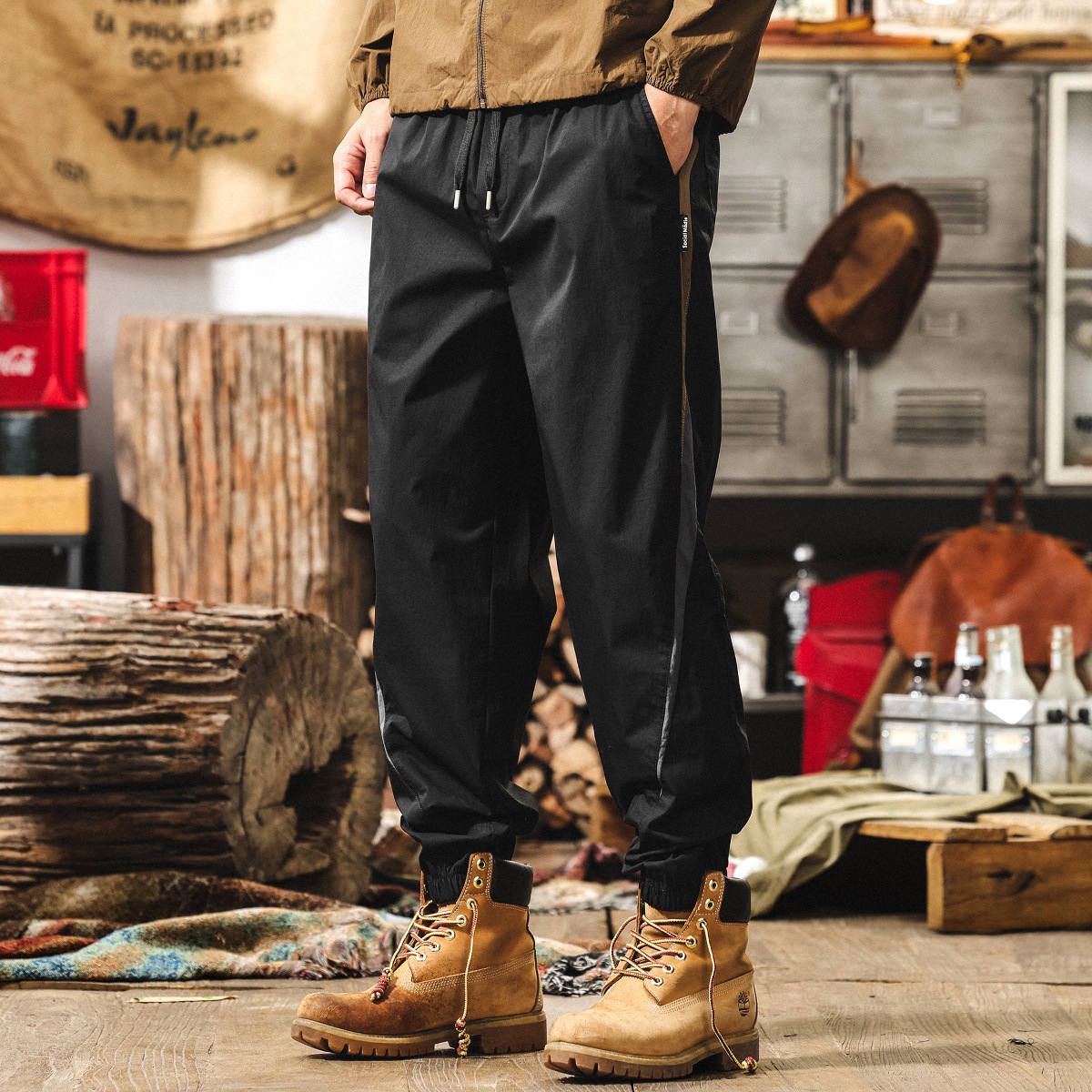 冰絲涼感休閒褲子男夏季薄款寬鬆大碼美式潮牌2025新款戶外速幹褲