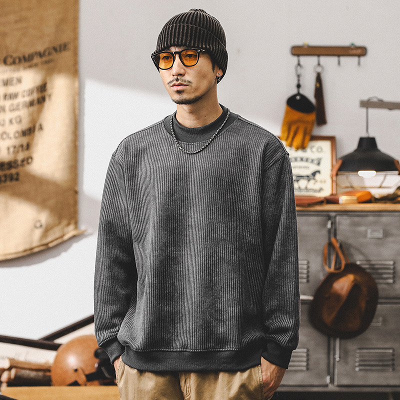 杰雷諾美式重磅復古外套男春秋款潮牌半高領衛衣男秋季慵懶針織衫