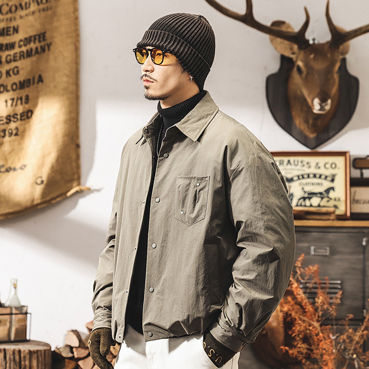 美式復古90%純白鴨絨輕薄羽絨服男冬季戶外機能防風工裝夾克外套