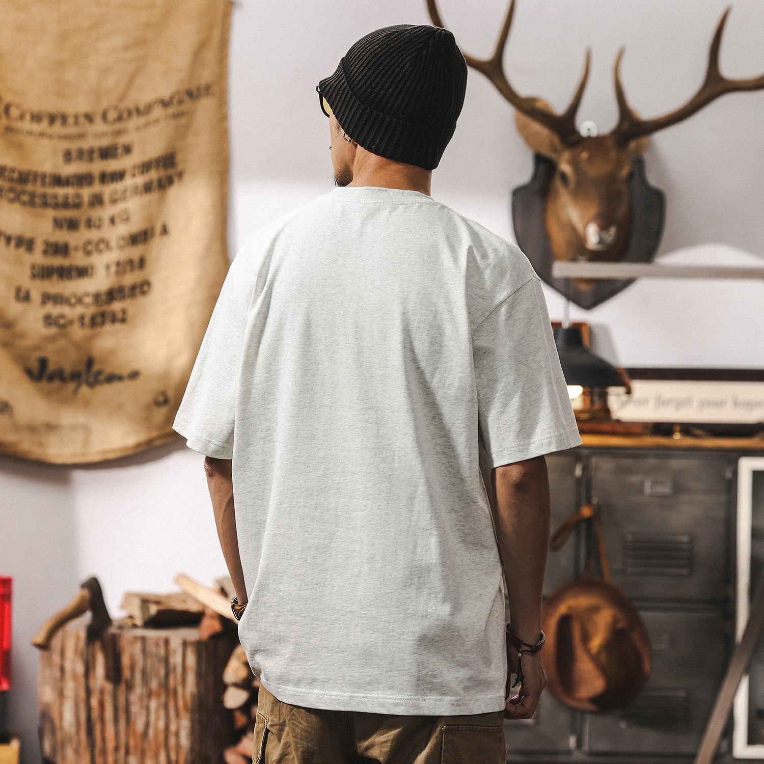 250g重磅T恤男夏季短袖2025新款潮牌印花寬鬆百搭美式上衣男