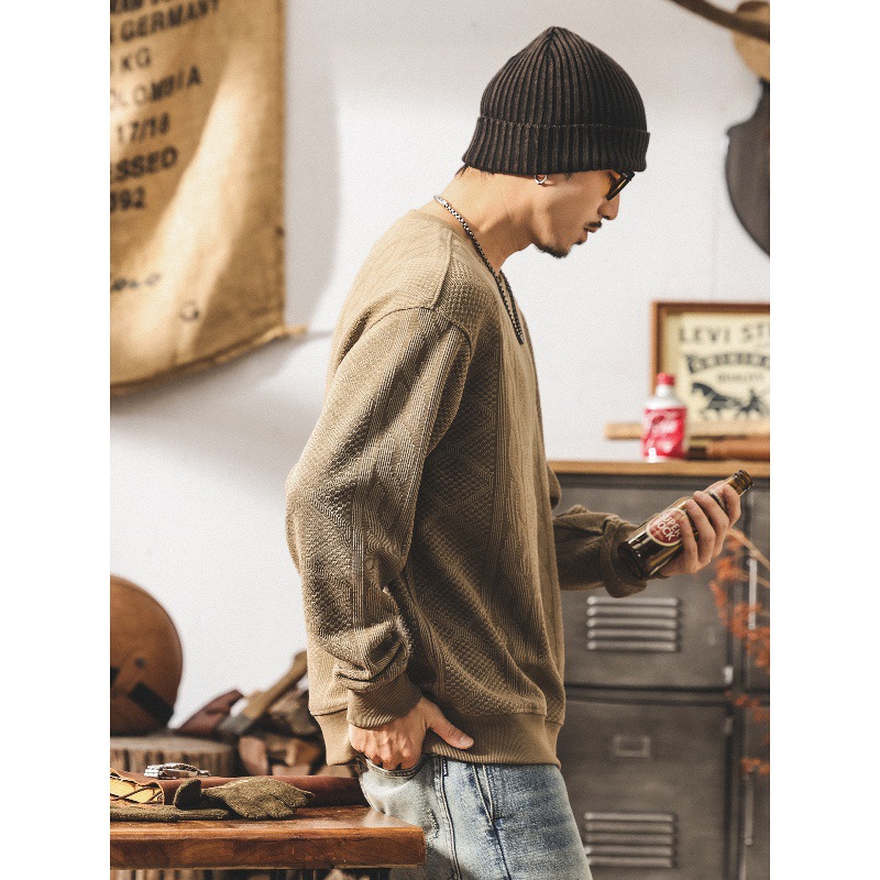 美式復古480g重磅衛衣男士2025新款潮流提花寬鬆大碼秋冬款衣服男