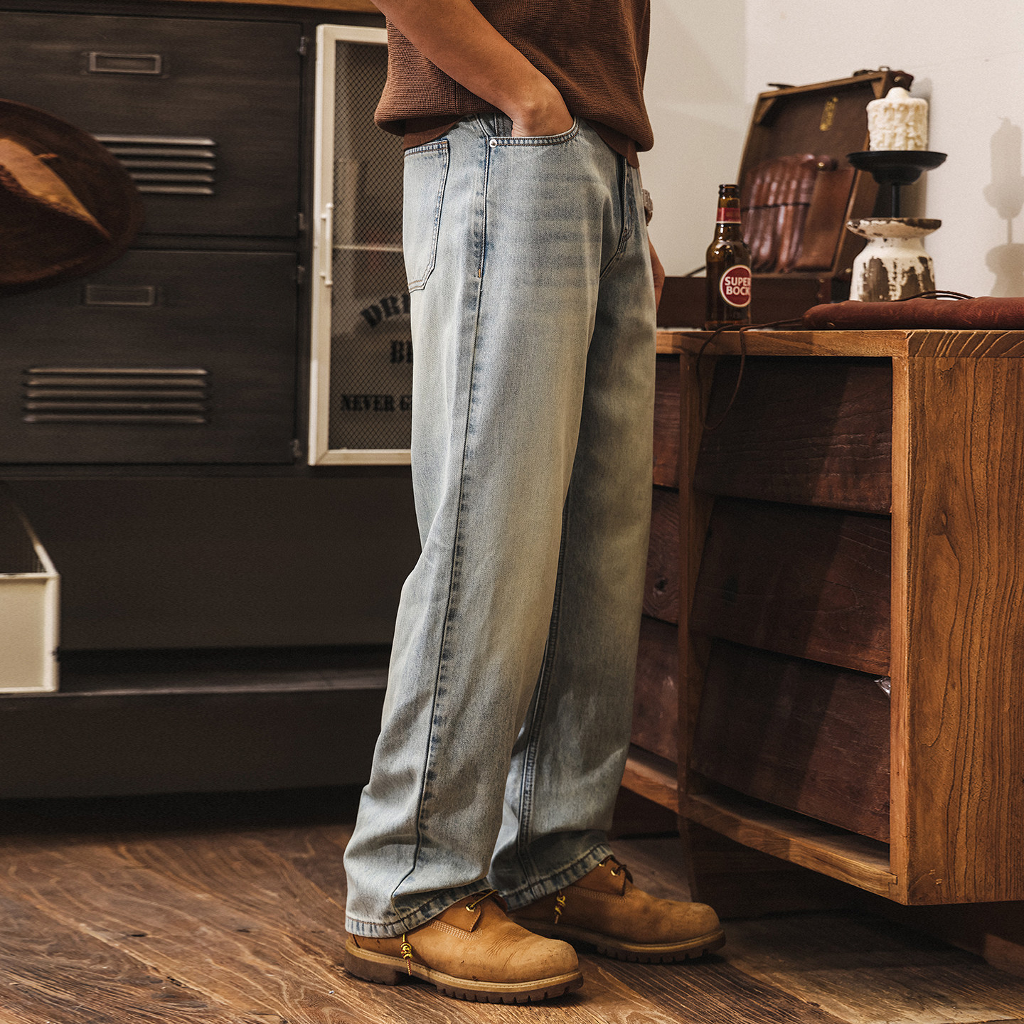 天絲萊賽爾薄款牛仔褲男直筒2026新款美式復古春季潮牌寬鬆休閒褲