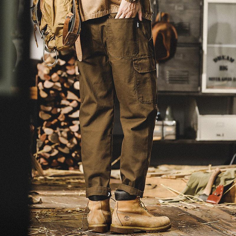 美式重磅復古工裝褲子男寬鬆直筒2024春秋新款潮牌戶外通勤休閒褲
