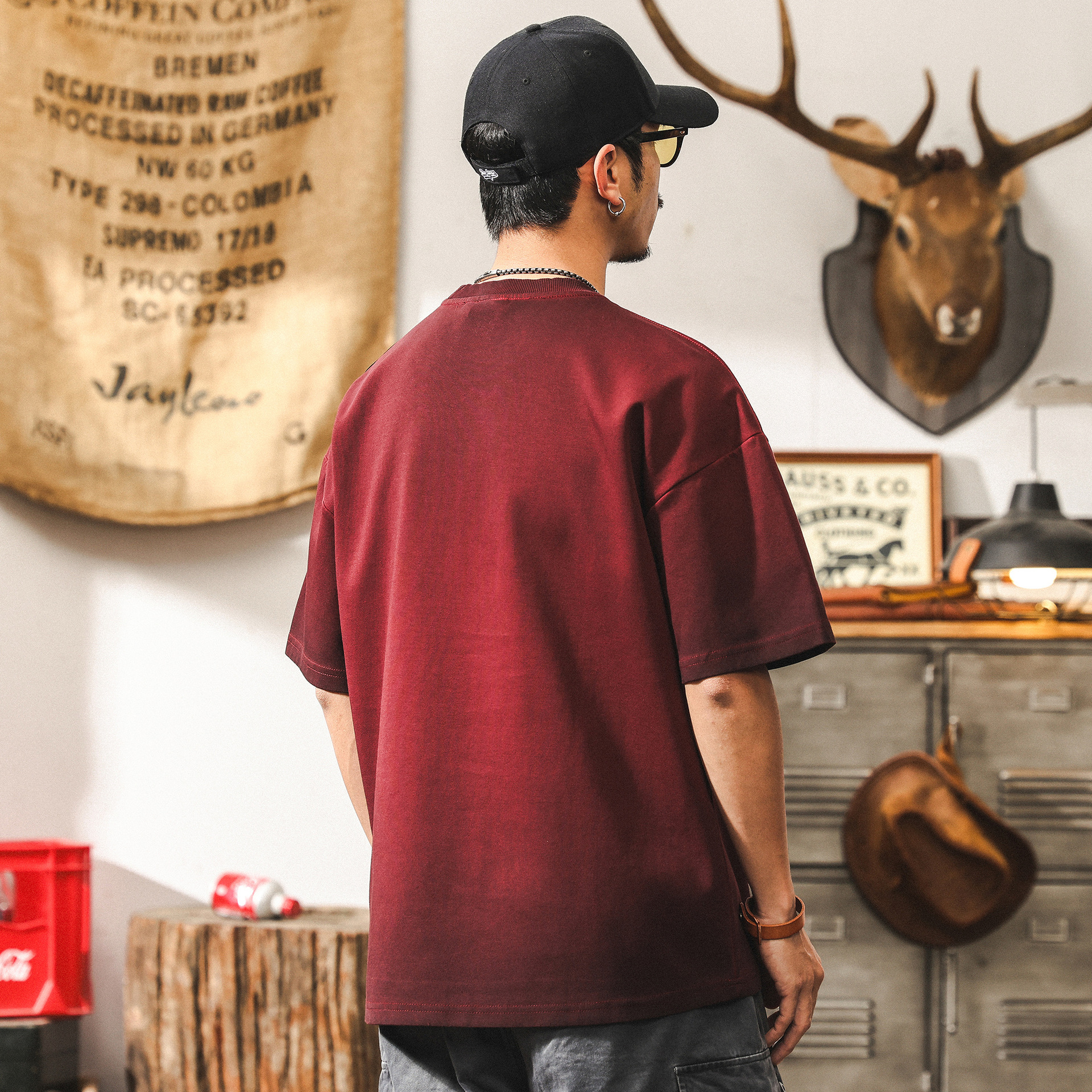 300g重磅T恤男短袖男士夏季寬鬆潮牌安可拉紅髒髒洗美式復古上衣