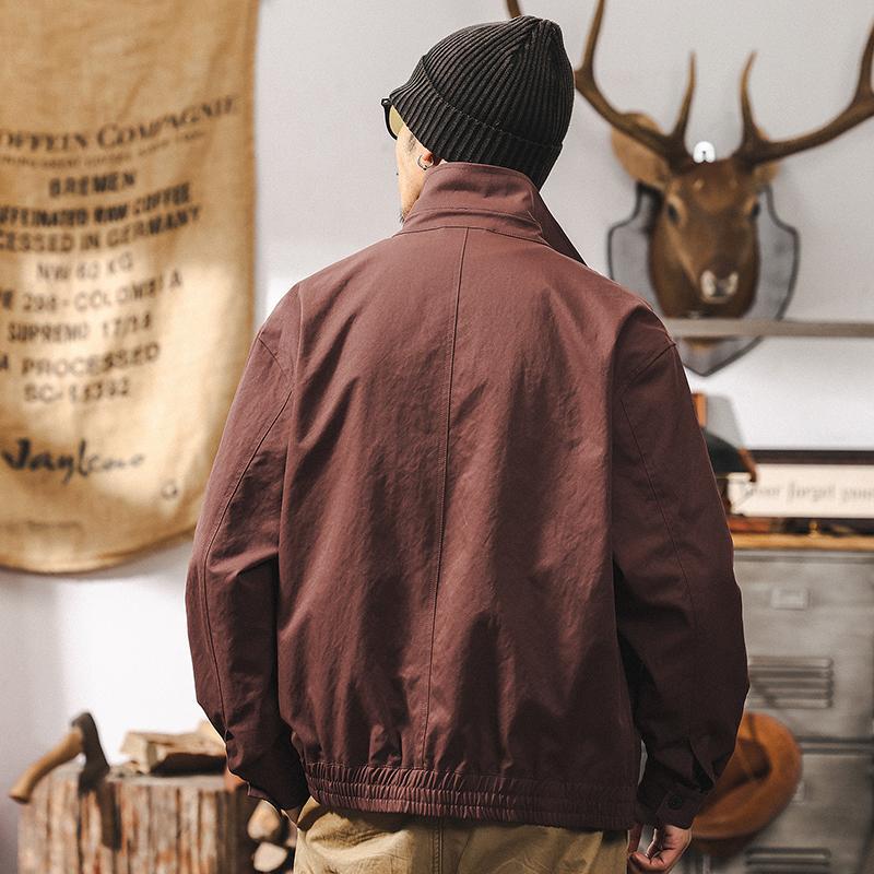 美式復古哈靈頓夾克男春季2025新款潮牌痞帥紅色高級感工裝外套男