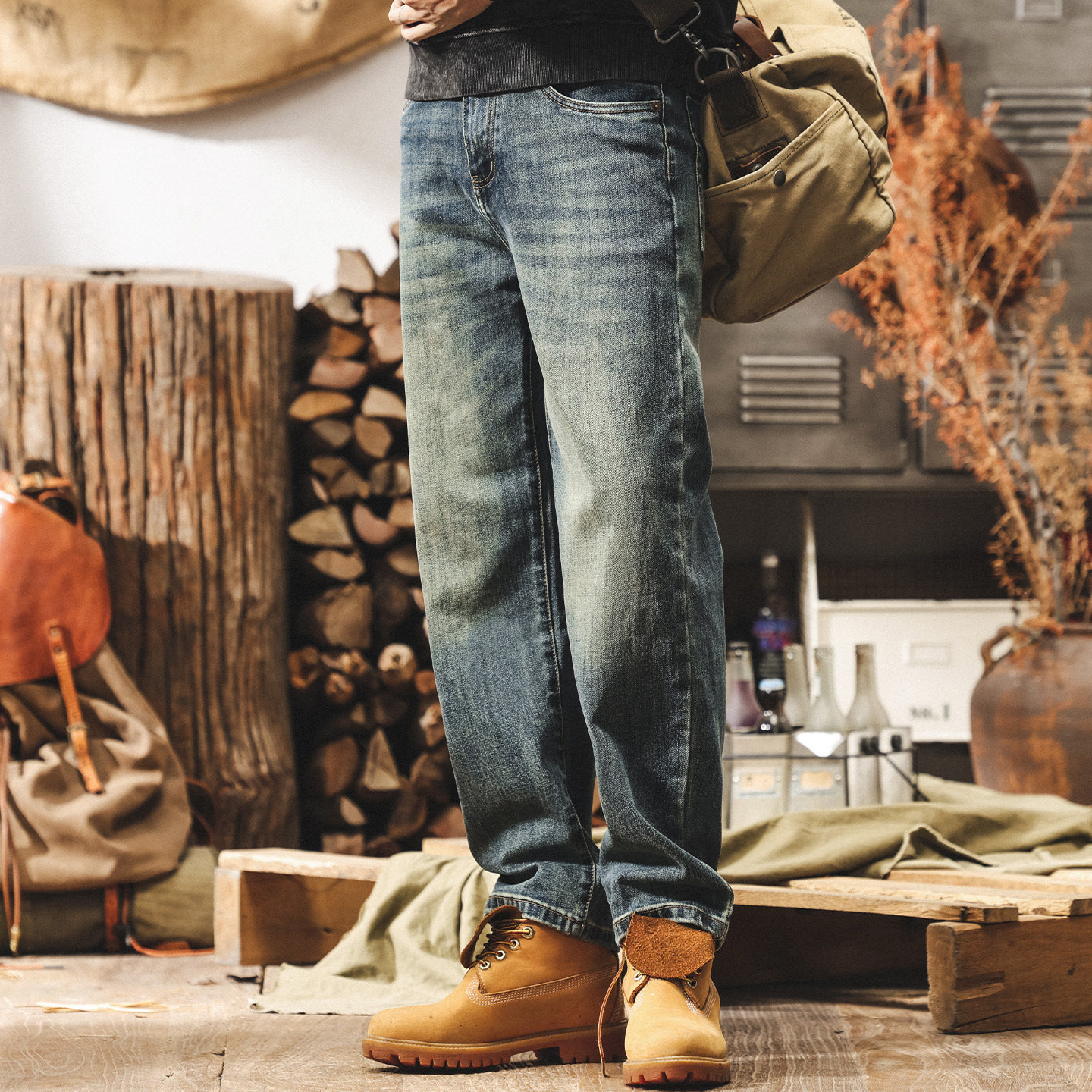 美式經典復古牛仔褲男2026春季新款潮牌水洗直筒寬鬆休閒長褲子男