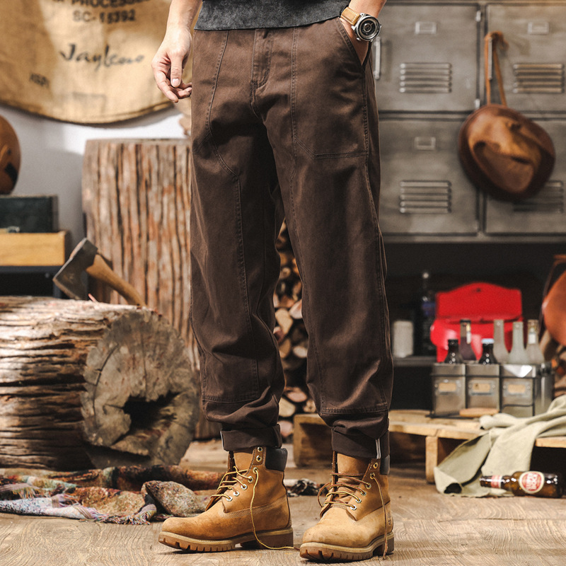 美拉德復古工裝褲子男春季2025新款直筒闊腿褲潮牌寬鬆休閒長褲男