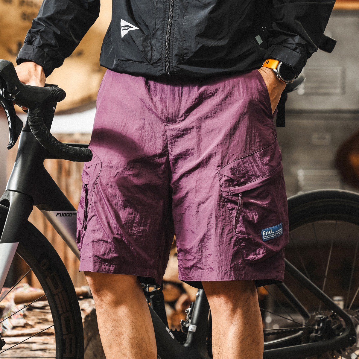 【雙面穿】冰絲涼感工裝短褲男夏季薄款美式休閒褲子男戶外五分褲