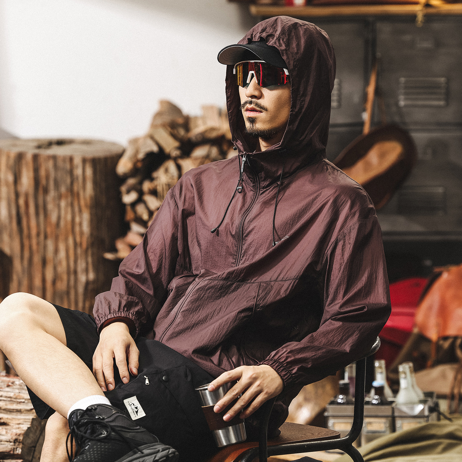 夏季戶外輕薄透氣防曬衣男士寬鬆防紫外線連帽速幹防曬服薄款外套