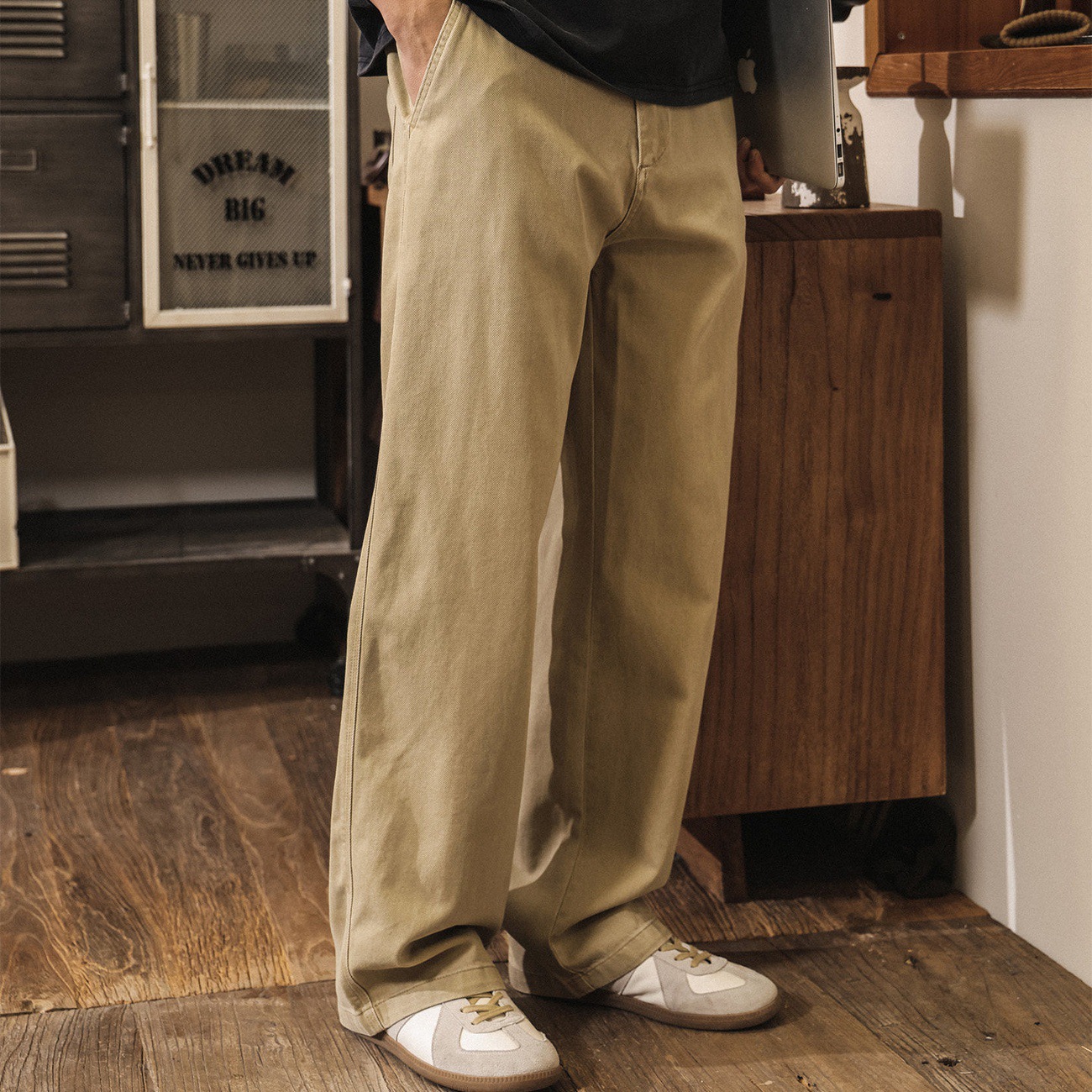 萊賽爾直筒男士休閒褲春季薄款工裝褲子男2026新款潮牌寬鬆長褲男