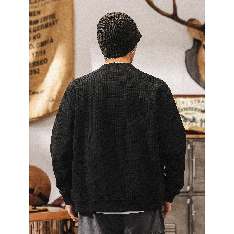 美式復古華夫格開衫衛衣男士外套春秋潮牌2025新款寬鬆休閒上衣