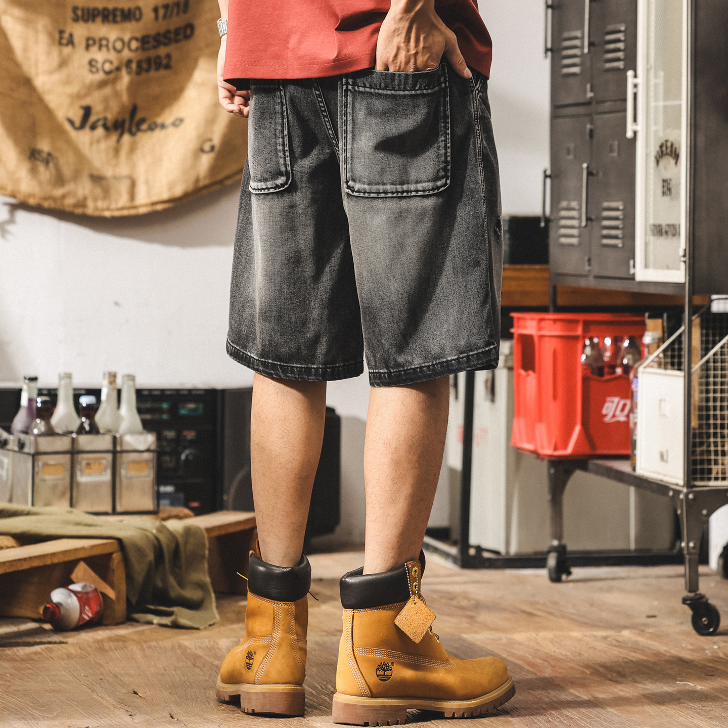 夏季新款破洞牛仔短褲男寬鬆大碼美式高街潮牌五分褲男士休閒中褲