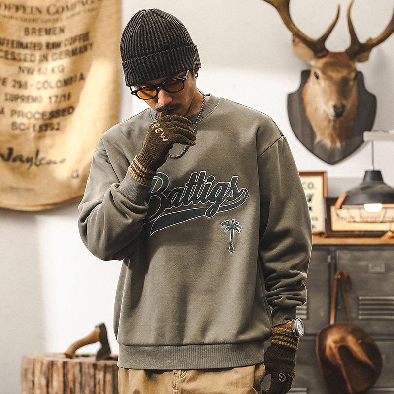 美式復古重磅羊羔絨衛衣男冬季2024新款潮牌寬鬆加絨外套男秋冬款