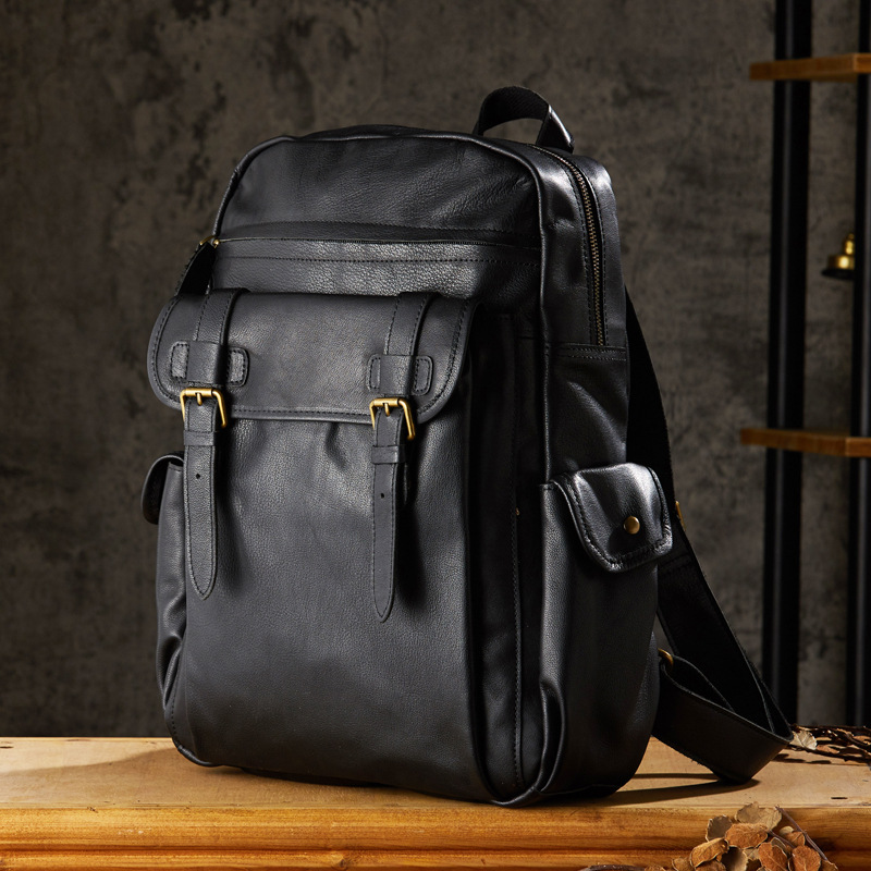 手工真皮男士雙肩包旅行電腦包商務休閒英倫2023新款潮牌牛皮男包