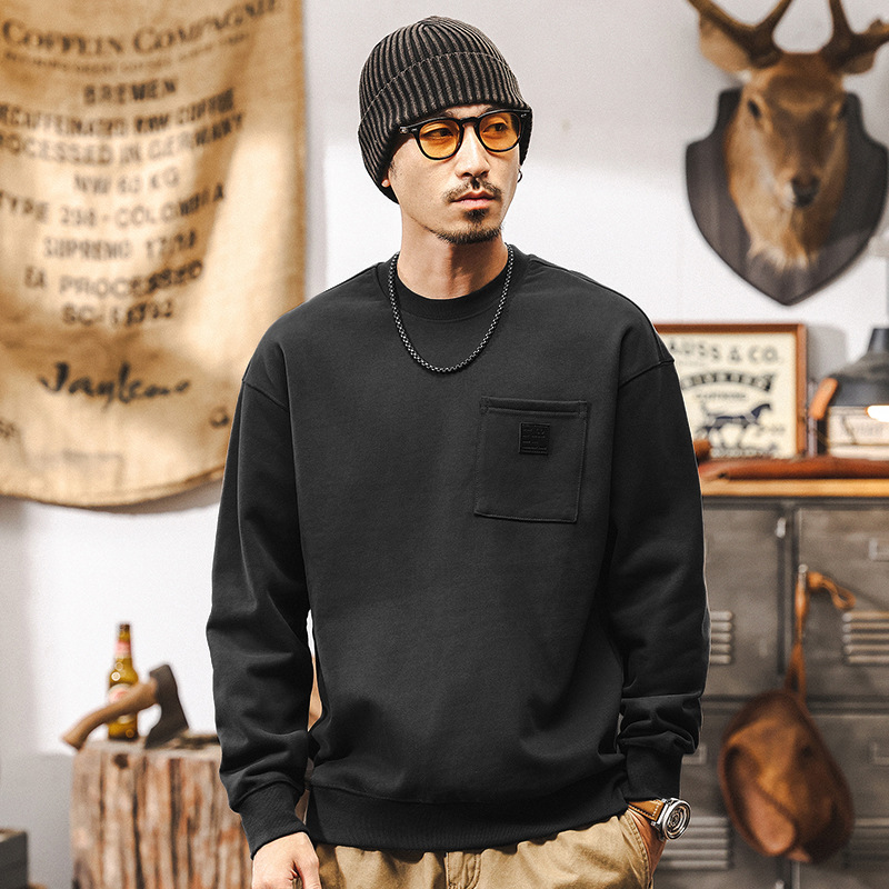 美式復古460g重磅衛衣男秋冬款加厚2024新款潮牌簡約男士寬鬆上衣