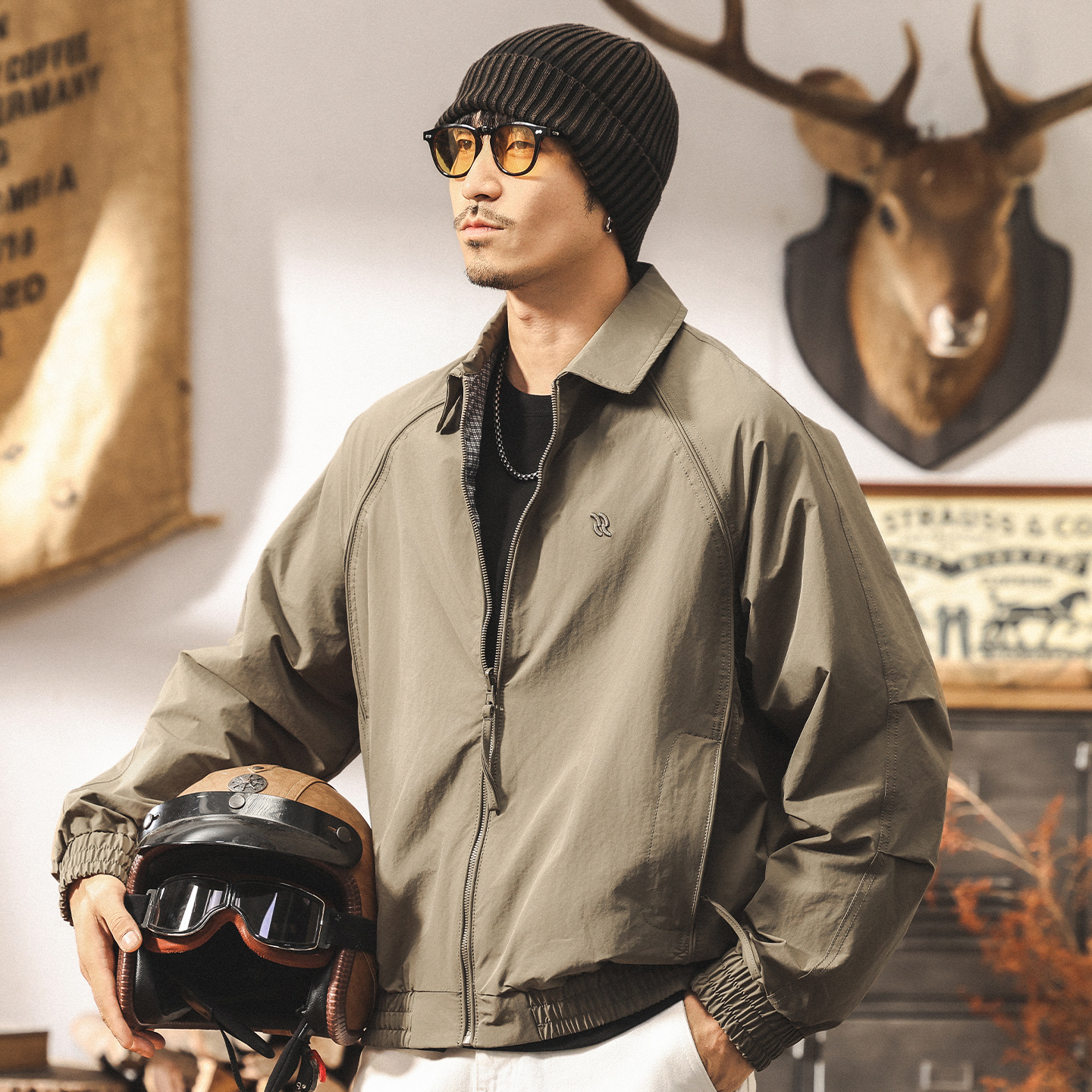 美式復古三防雙面穿夾克男秋季寬鬆2025新款教練老錢風外套男春秋