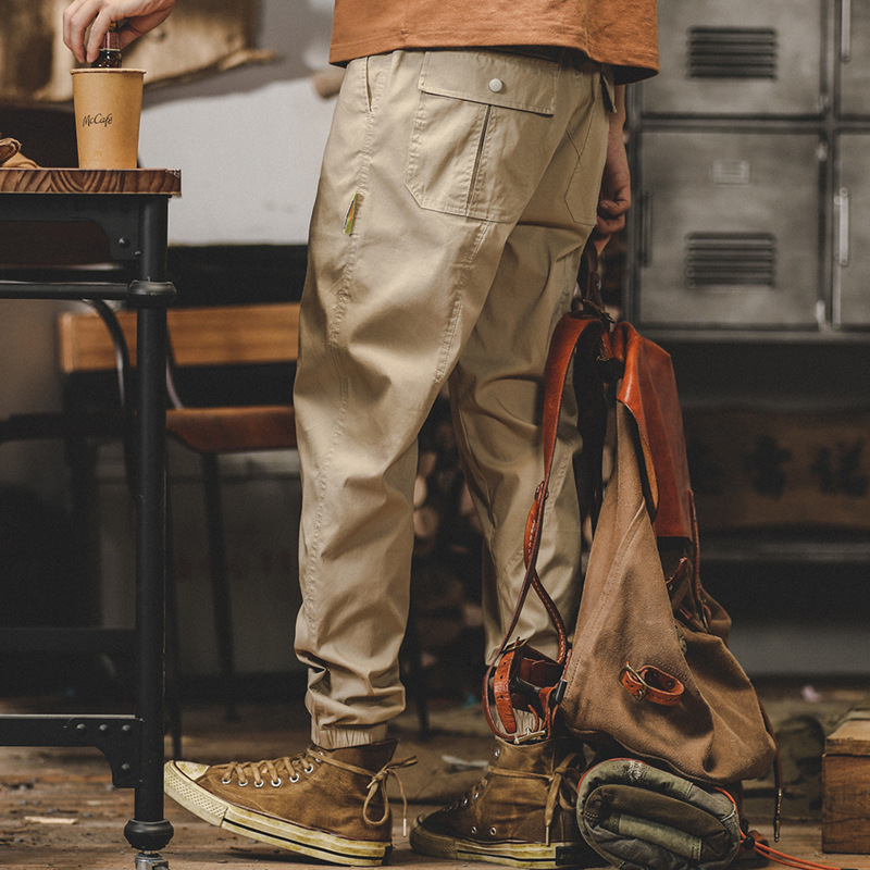 美式薄款工裝褲子男夏季2024年新款寬鬆直筒男士休閒褲哈倫束腳褲