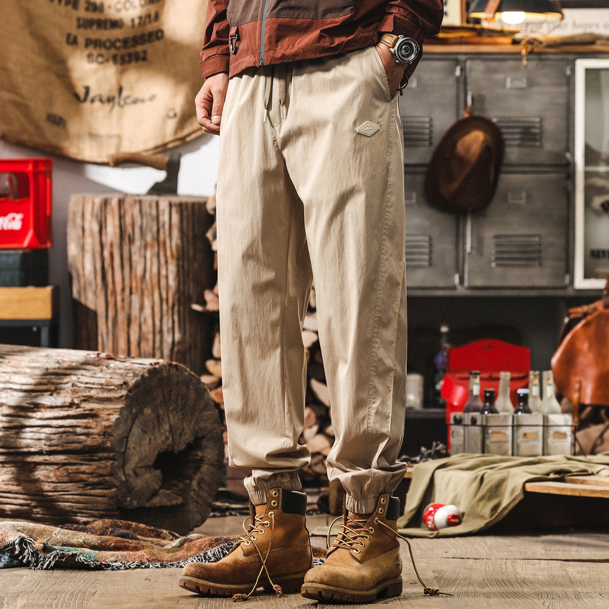 萊賽爾天絲彎刀休閒褲男夏季速幹潮牌直筒男士褲子寬鬆哈倫束腳褲