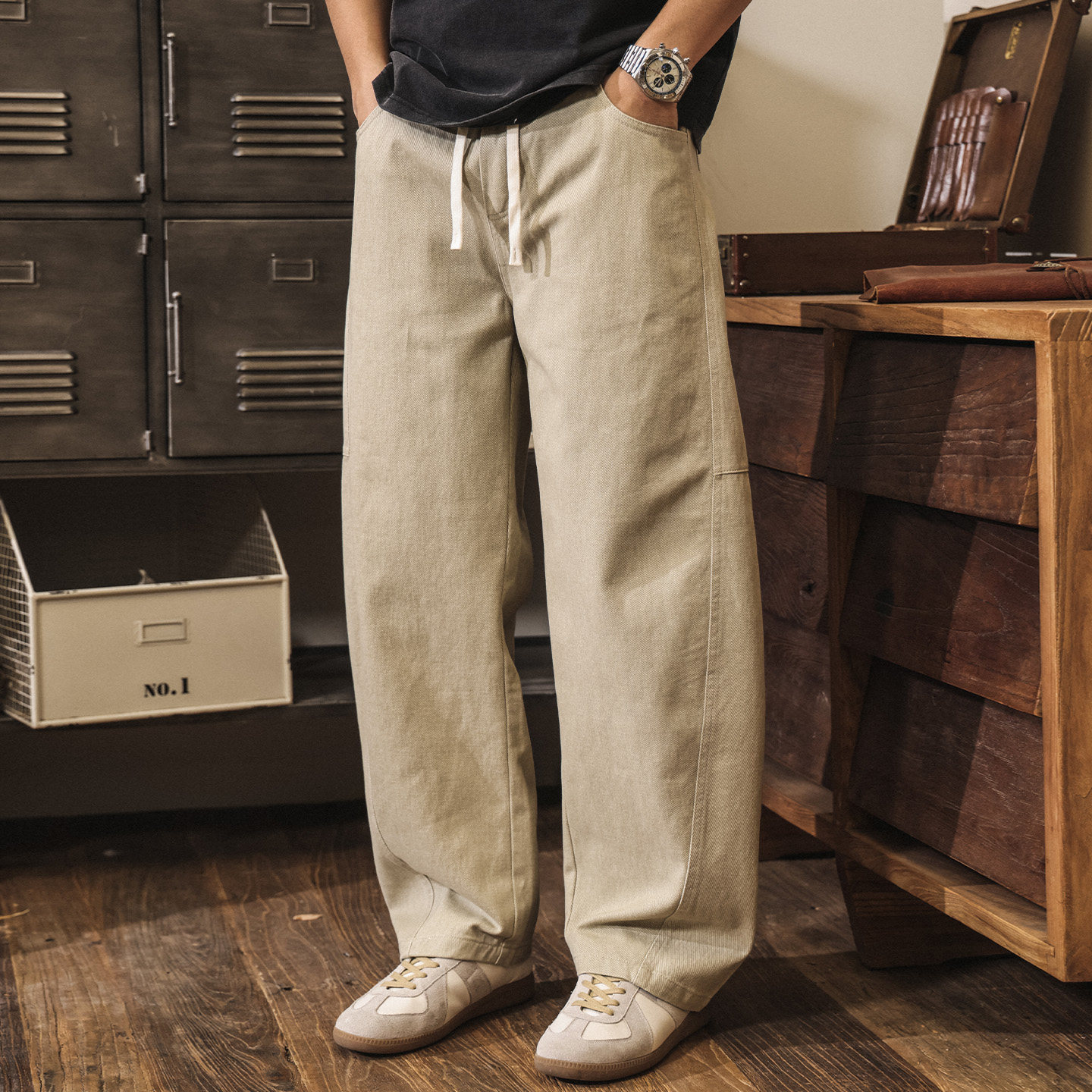 美式復古工裝褲男春季潮牌闊腿褲子男款2026新款直筒寬鬆休閒褲男