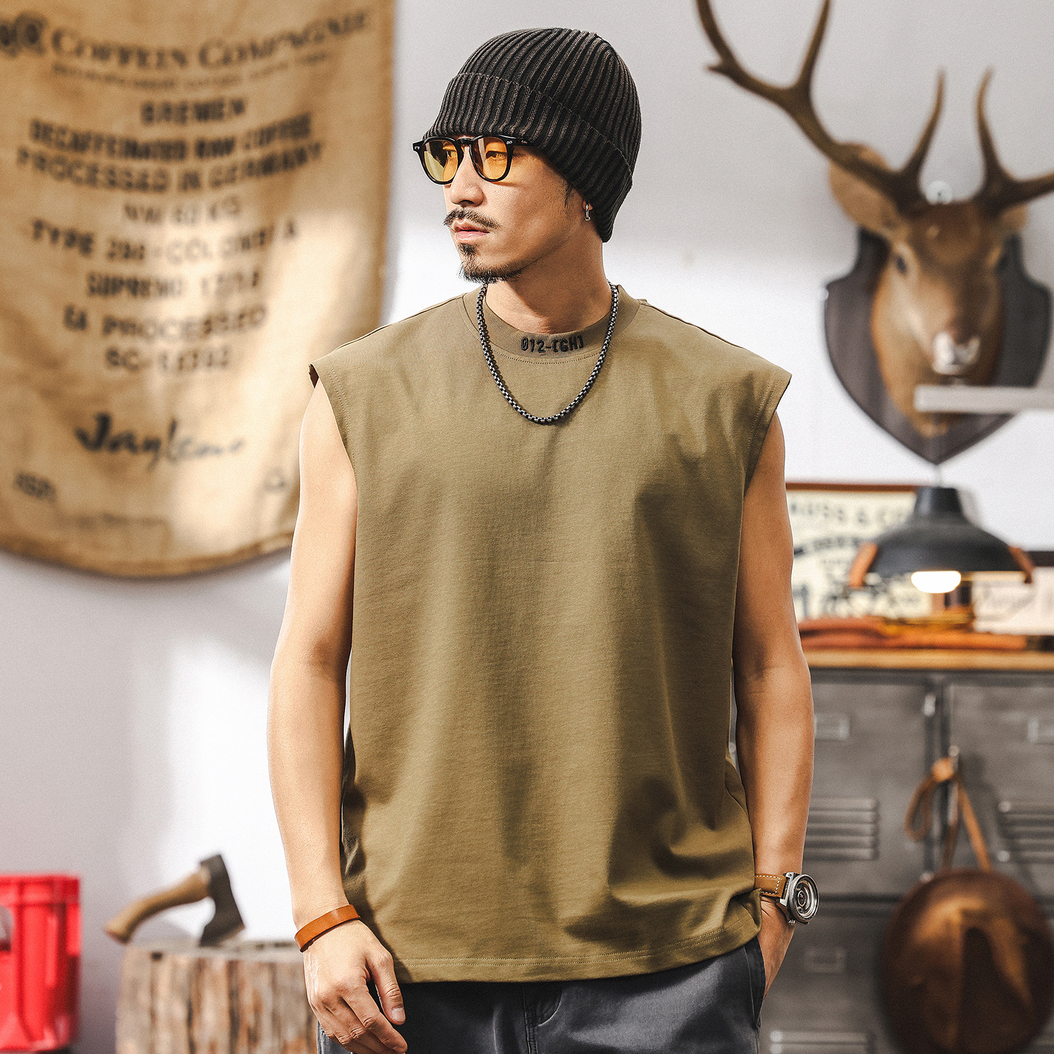 【7A抗菌涼感】T恤男夏季潮牌寬鬆無袖上衣運動健身男士背心