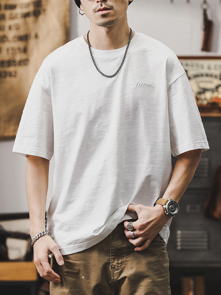 美式重磅男士短袖T恤夏季寬鬆大碼男裝2024新款寬鬆體恤男款