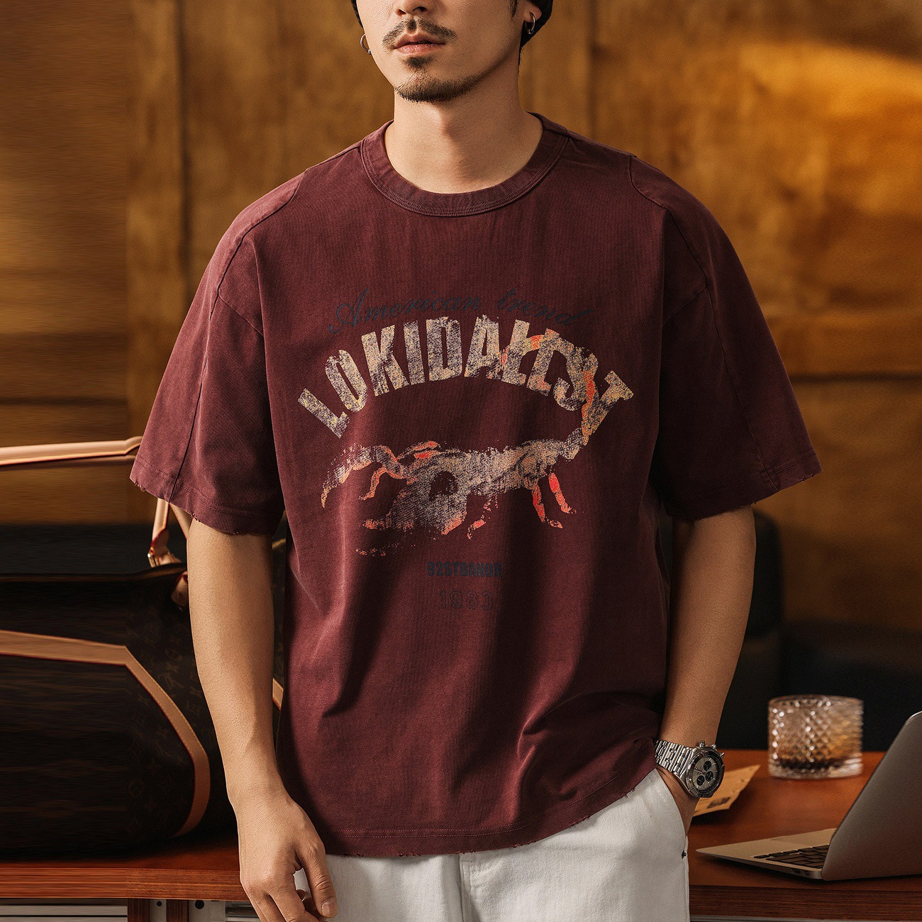 美式復古水洗280g重磅T恤短袖男款夏季潮流新款寬鬆半袖男裝上衣