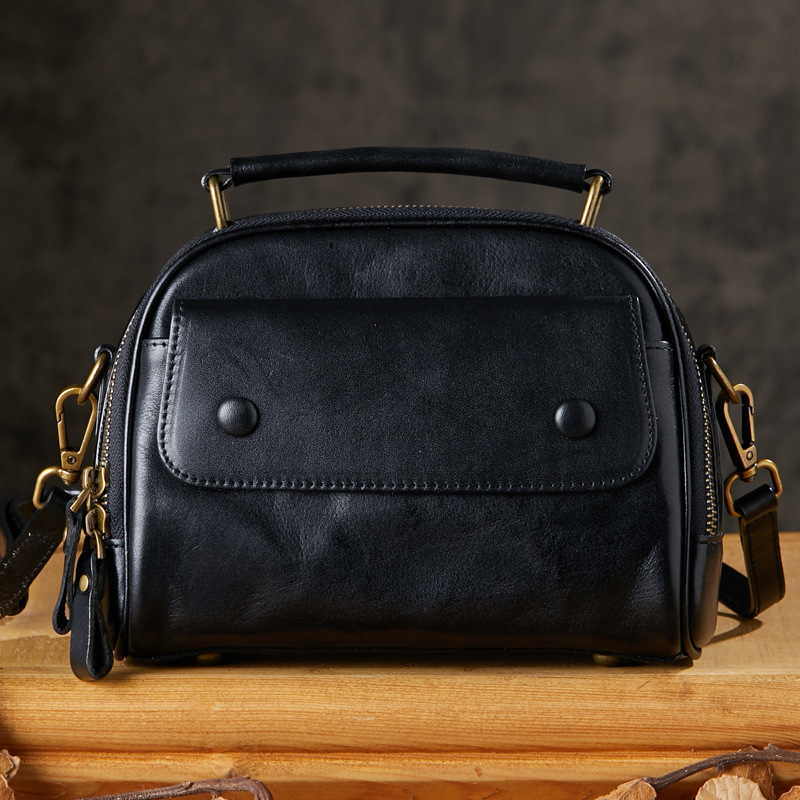 原創手工真皮男包通勤單肩斜挎包頭層植鞣牛皮復古休閒手提背包女