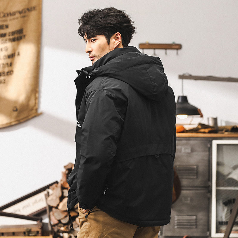 美式復古90灰鴨絨工裝羽絨服男冬季寬鬆戶外機能工裝外套男秋冬款