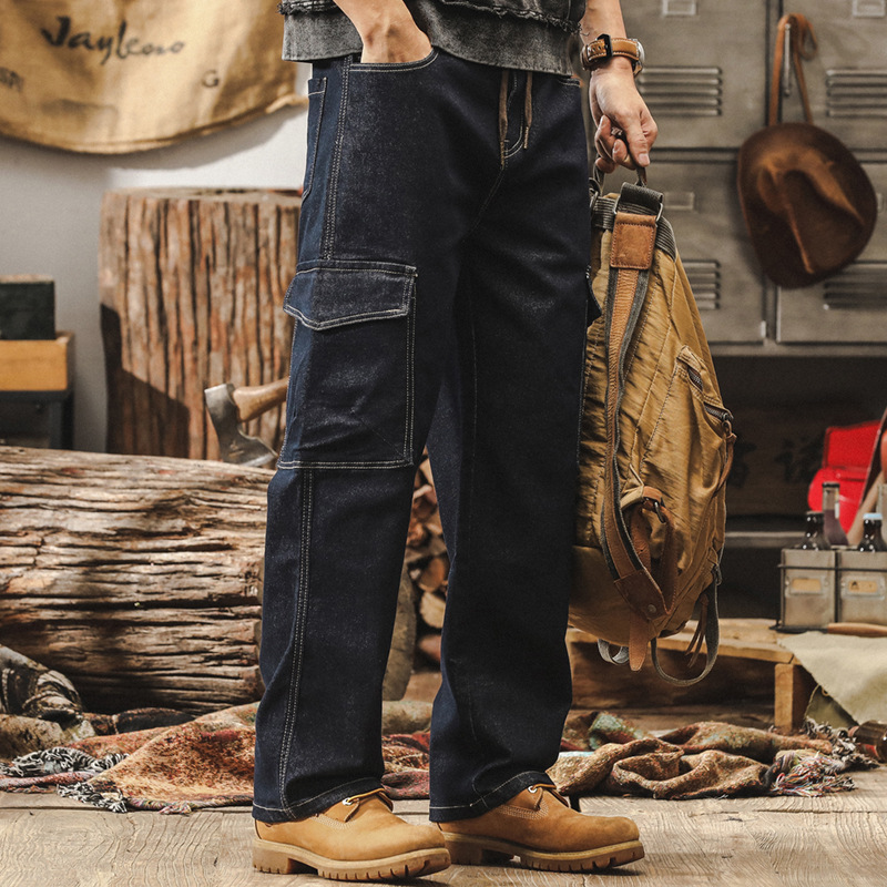 美式復古牛仔褲2025新款潮牌工裝褲子男春季寬鬆直筒男士休閒長褲