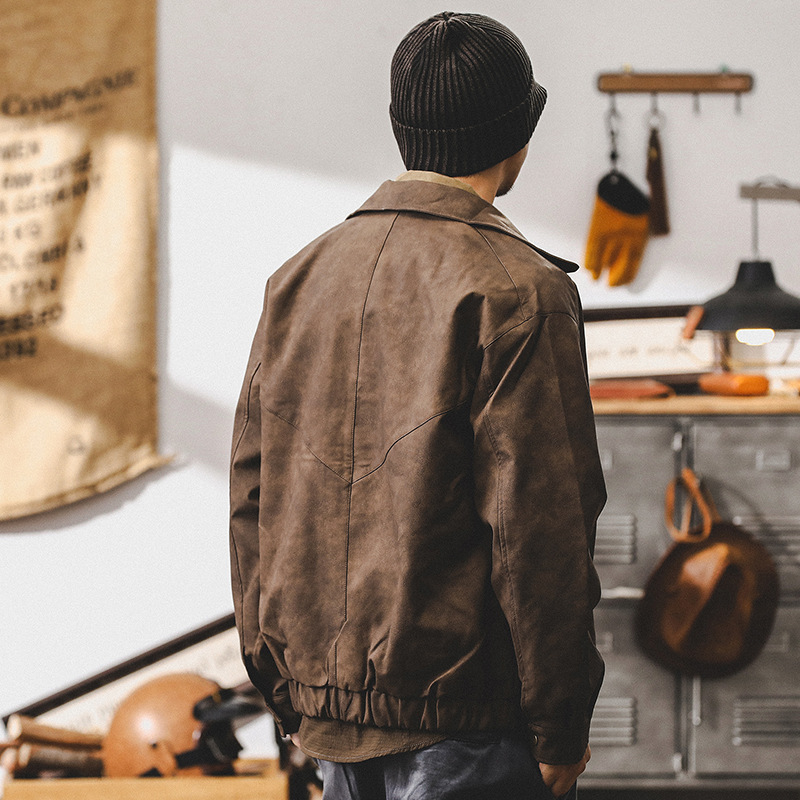 美式復古皮衣外套男秋季潮牌機車服男2024新款寬鬆潮流痞帥皮夾克