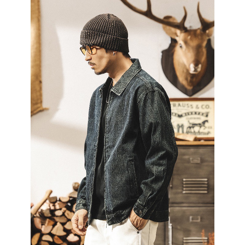 美式復古扎染水洗牛仔外套男秋季2025新款潮流痞帥休閒寬鬆夾克男