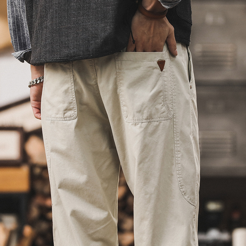 美式復古薄款簡約工裝褲子男夏季2024新款男士休閒褲潮牌直筒長褲