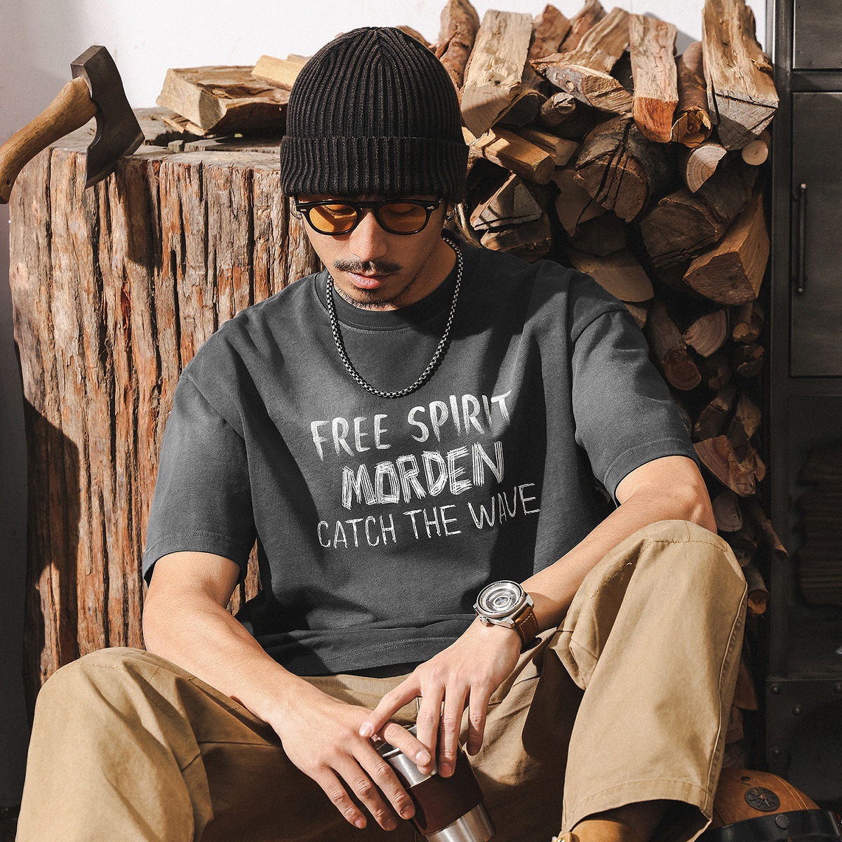 阿蘇特洗褪漸變水洗T恤男短袖夏季潮流立體字母寬鬆半袖上衣