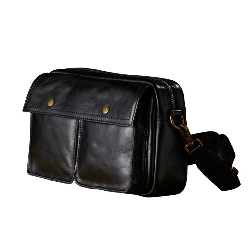 手工植鞣牛皮斜挎包男單肩包休閒頭層牛皮郵差包韓版潮包男士背包