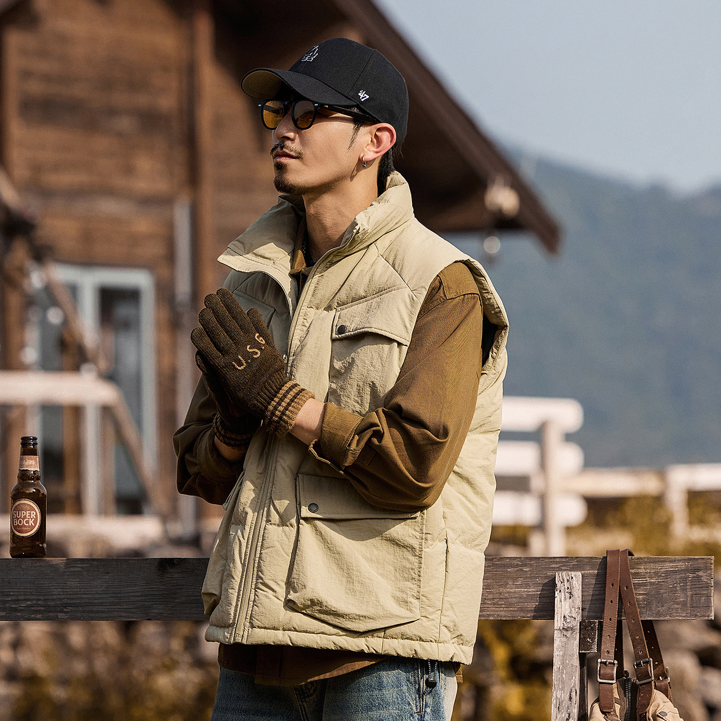 美式復古90%絨工裝羽絨馬甲男冬季山系戶外機能風保暖羽絨服外套