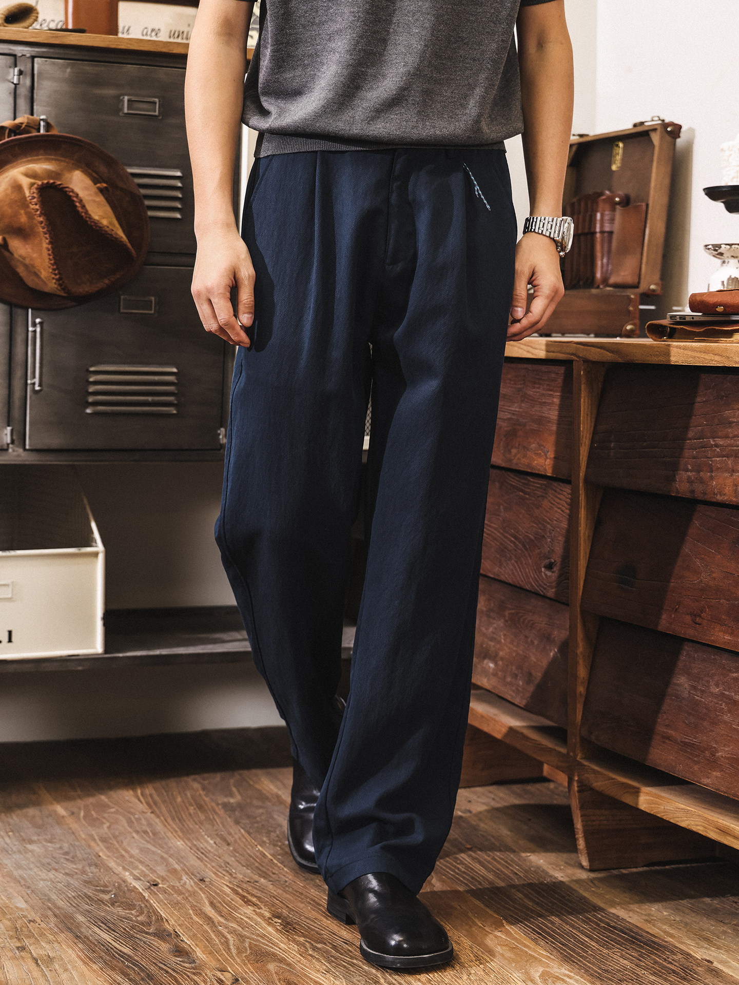 91.8%萊賽爾老錢風直筒休閒褲男士夏季薄款褲子復古寬鬆潮牌長褲