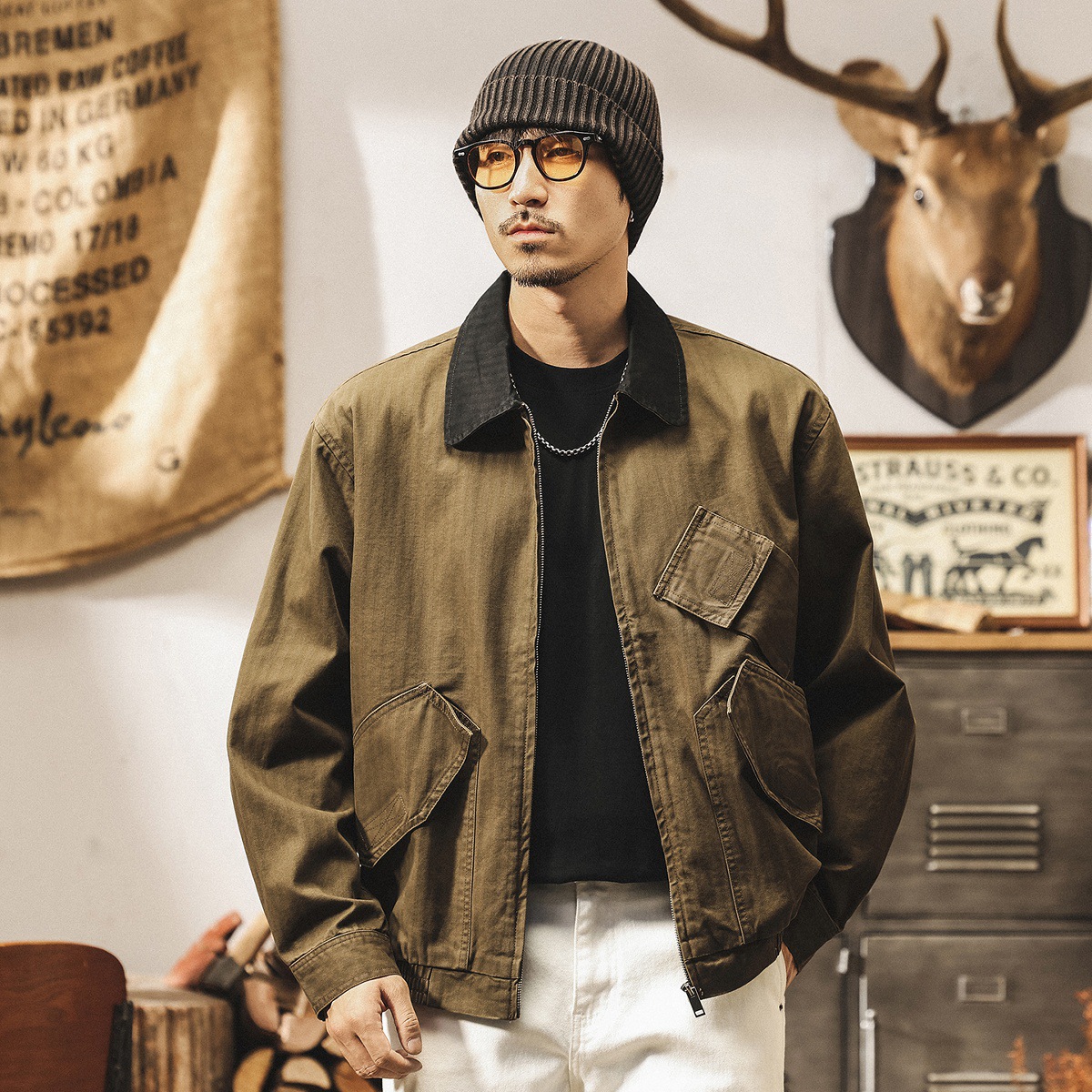 美式復古工裝夾克男秋季2025新款戰術戶外軍工獵裝潮牌外套男春秋