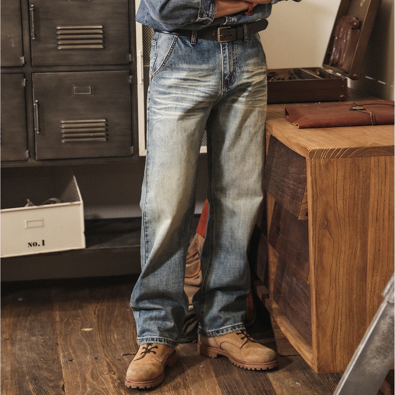 美式復古水洗牛仔褲男款直筒2026新款潮牌褲子男春季寬鬆休閒長褲