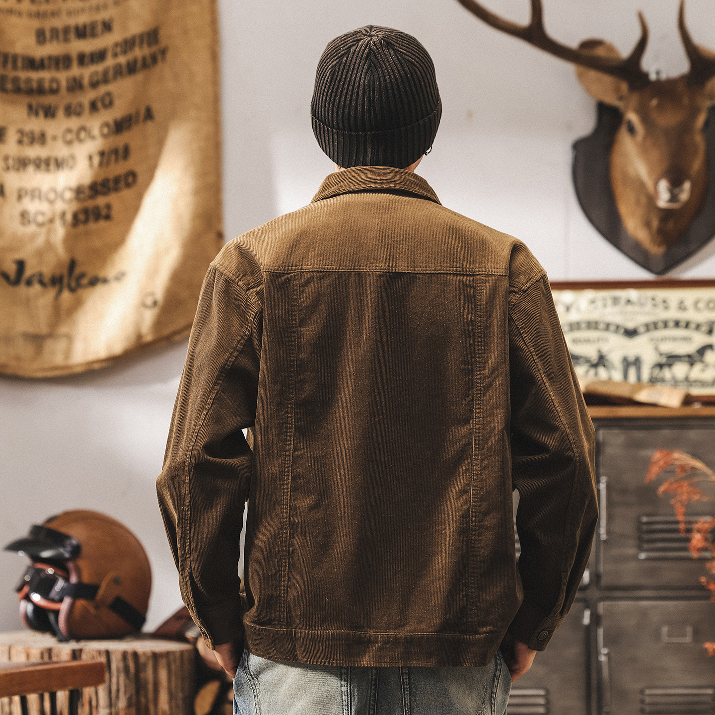 美式復古燈芯絨外套男春秋2025新款潮牌阿美咔嘰寬鬆休閒工裝夾克