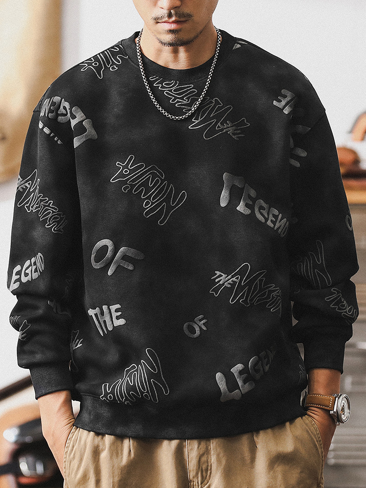 杰雷諾雲染洗褪美式重磅衛衣男秋季2024新款寬鬆復古痞帥上衣男裝