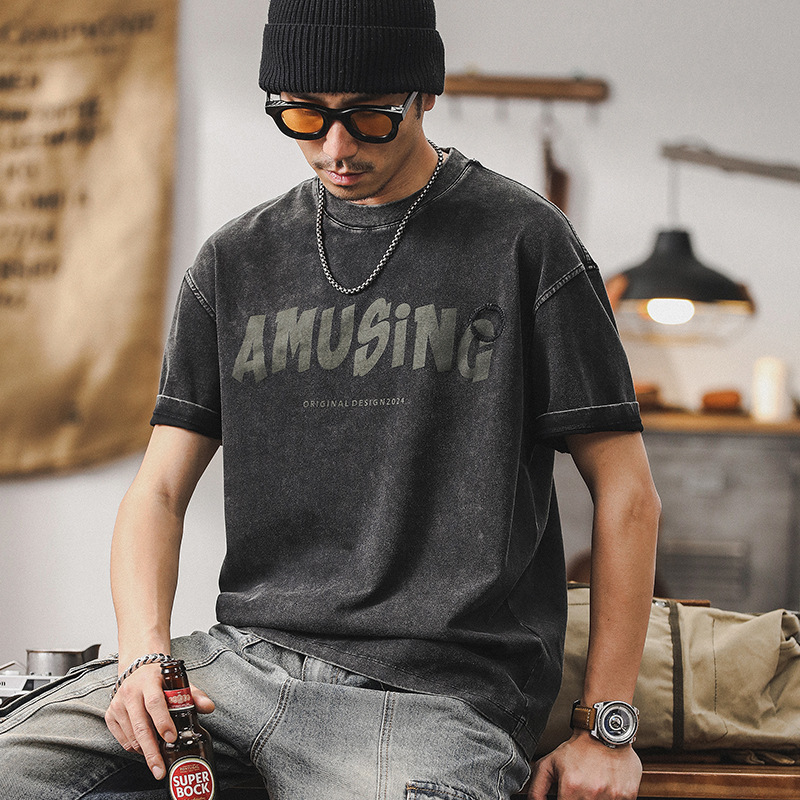 美式230g重磅T恤男2024新款夏季短袖男士潮流復古寬鬆上衣男