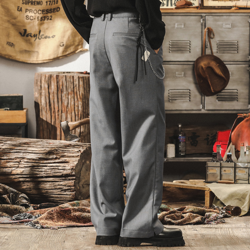 輕熟商務休閒西褲男春季2025新款寬鬆闊腿褲男通勤男士休閒長褲子