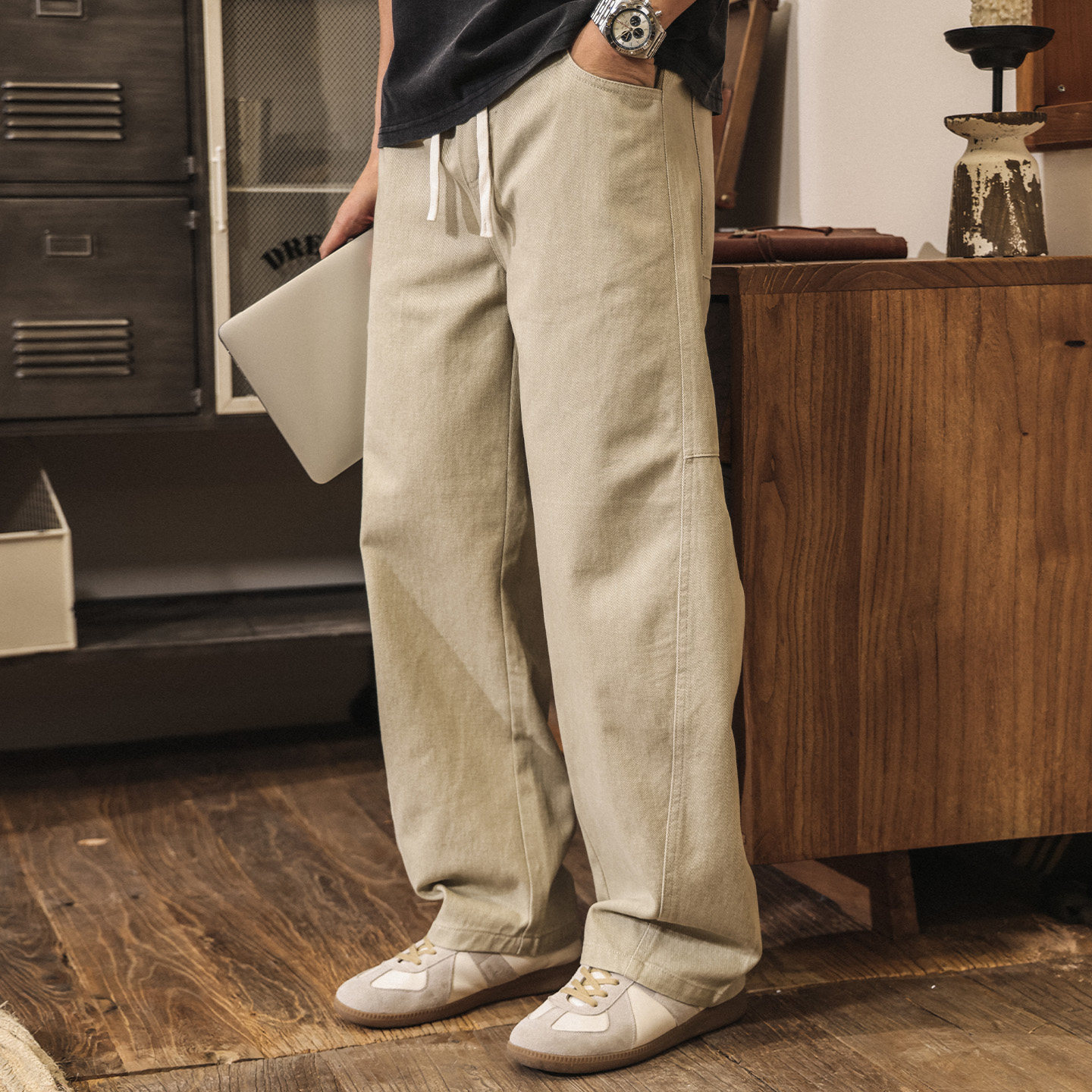美式復古工裝褲男春季潮牌闊腿褲子男款2026新款直筒寬鬆休閒褲男