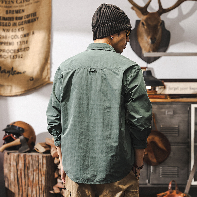 山系戶外工裝襯衫男長袖美式復古2025新款寬鬆硬漢獵裝襯衣外套男