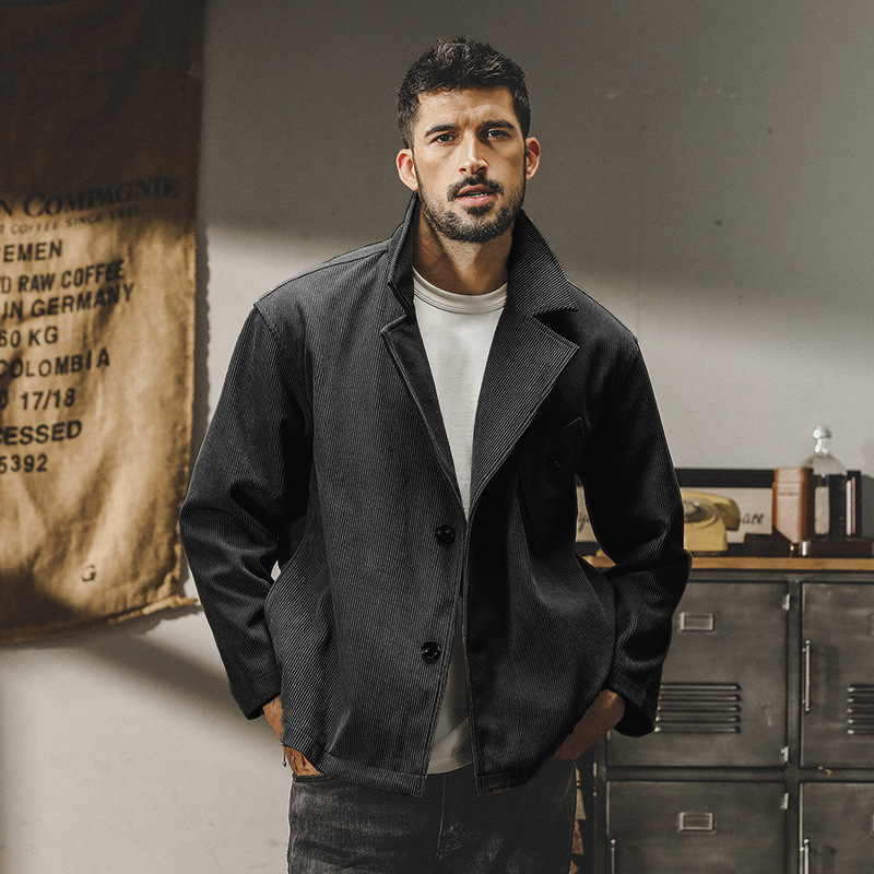 杰雷諾美式重磅復古休閒西裝外套男春秋款潮牌英倫西服夾克男秋季