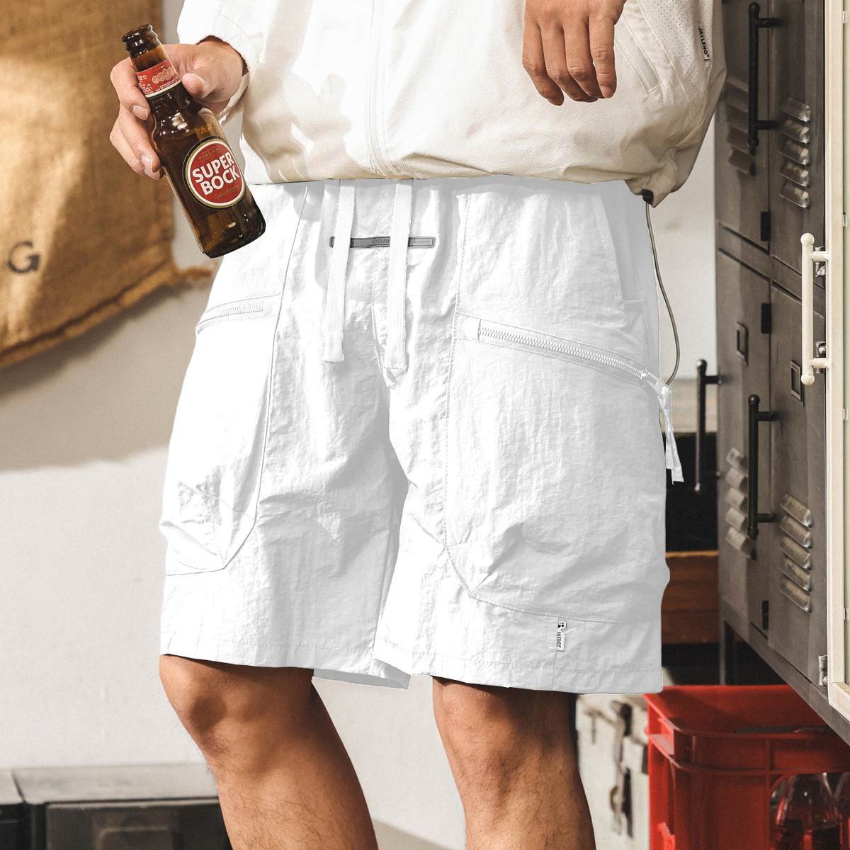 美式山系冰絲短褲男士2025新款夏季薄款潮牌寬鬆大碼休閒五分褲男