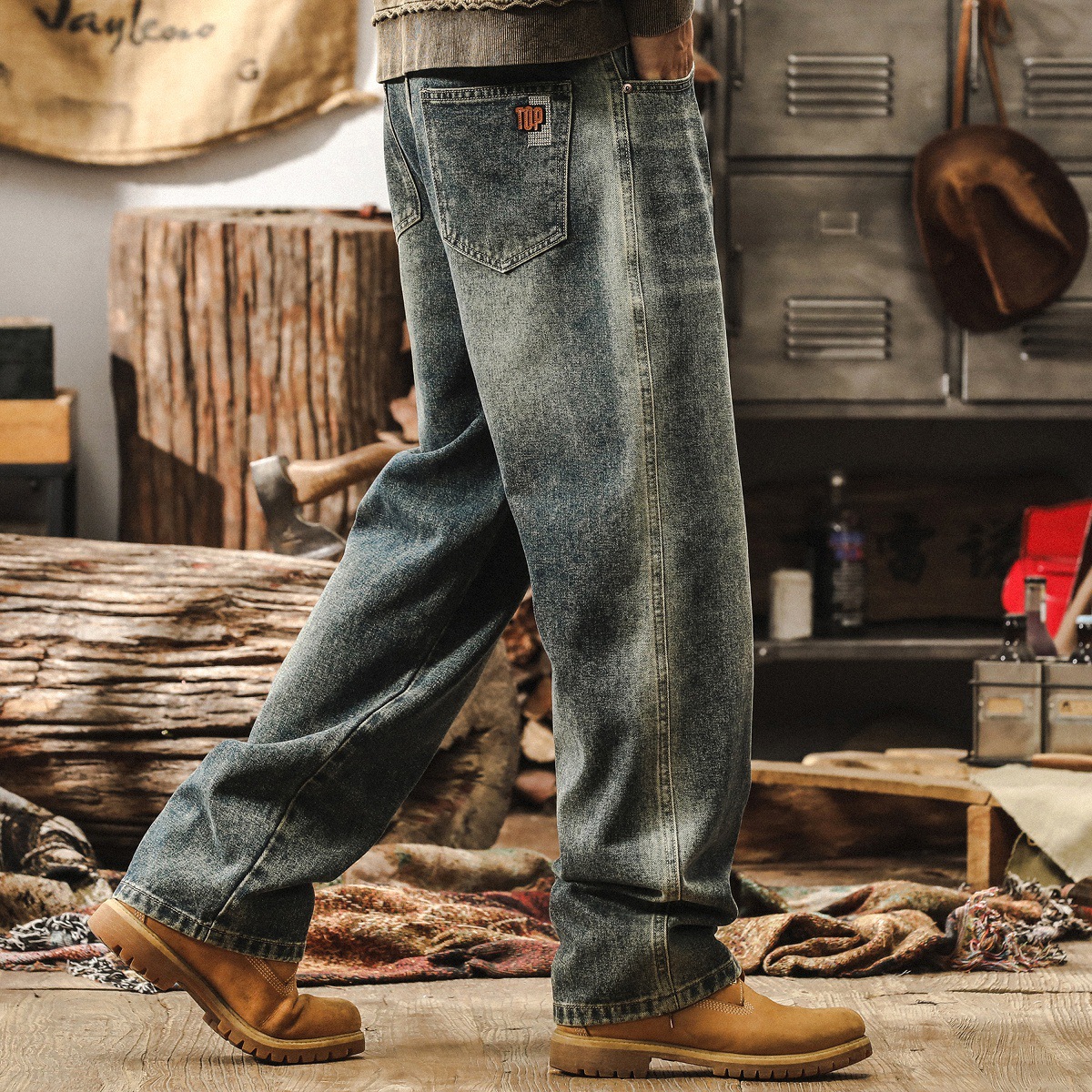 美式復古cleanfit闊腿牛仔褲男秋季新款潮牌寬鬆直筒休閒褲子男款